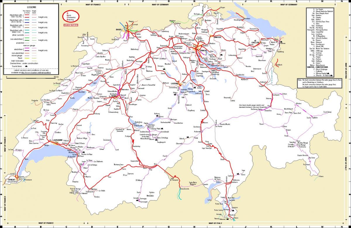 기차 여행에 스위스에서 지도