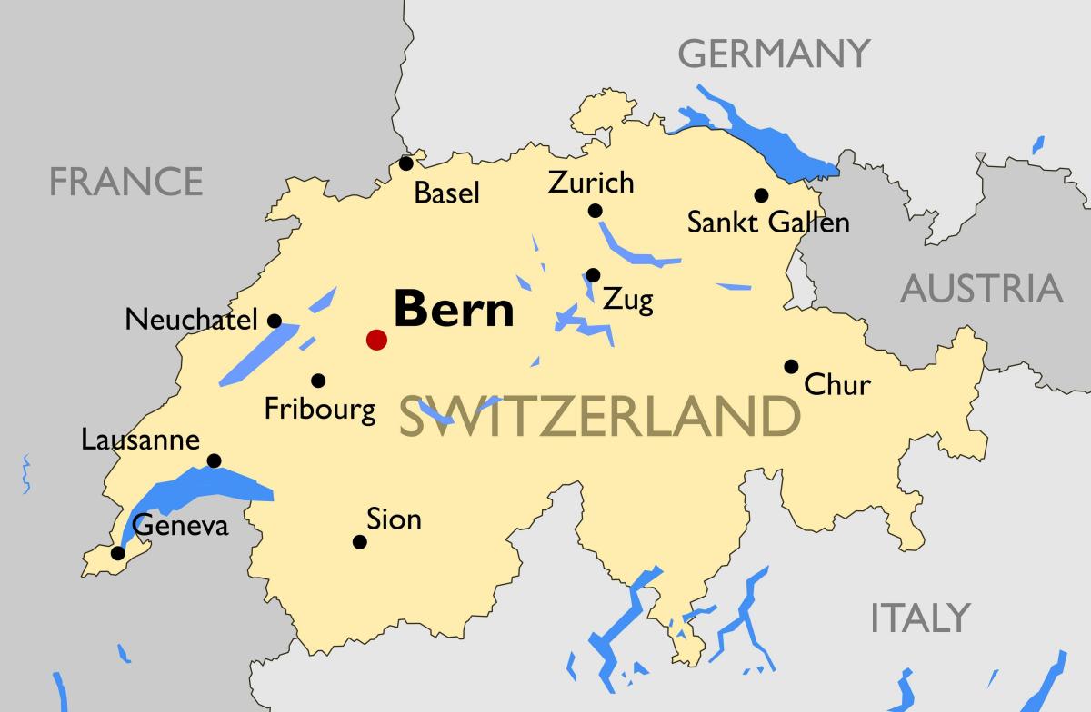 지도는 스위스의 주요 도시와